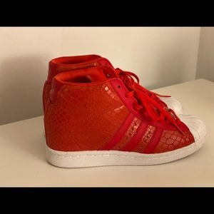 Adidas Women's Red Superstar Up Sneakers